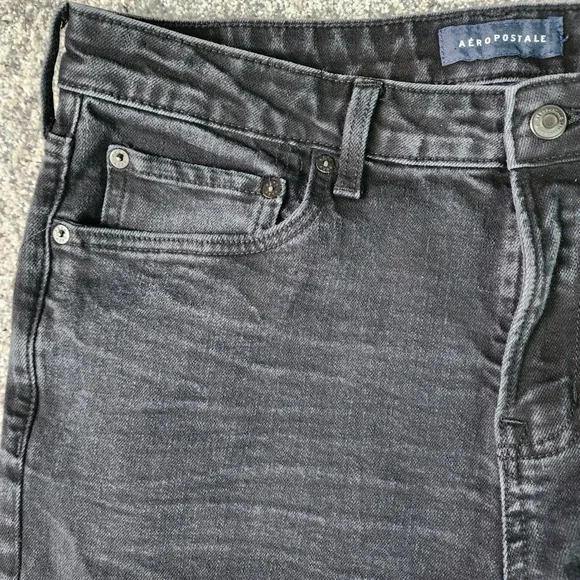 Aeropostale Jeans Mens 36x30 Black Slim Straight Faded Stretch Denim Excellent - Picture 4 of 16